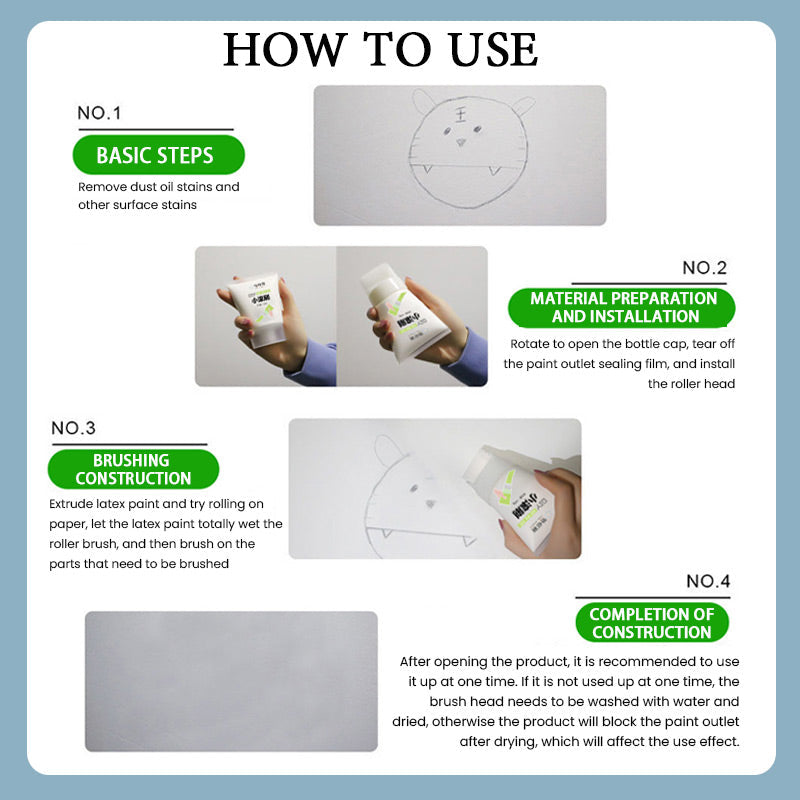🔥Graffiti Cover Wall Renovation Color Change Small Rolling Brush Wall Latex Paint