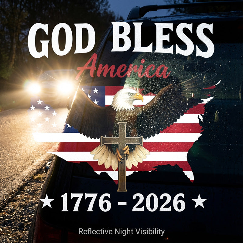 High-Quality Patriotic Eagle & Cross Decal – A Bold Symbol of Faith & Freedom 🇺🇸✝️