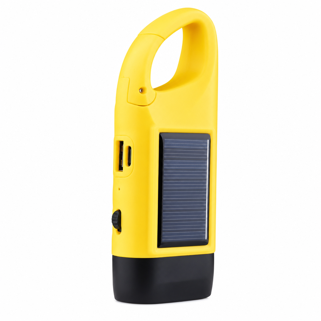🔦 Hand-Crank & Solar Emergency Flashlight