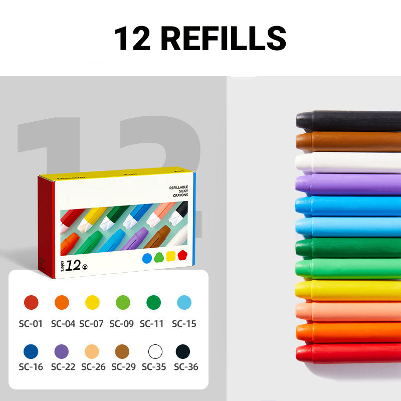 🎨 Washable Twist-Up Oil Pastel Set with Refills