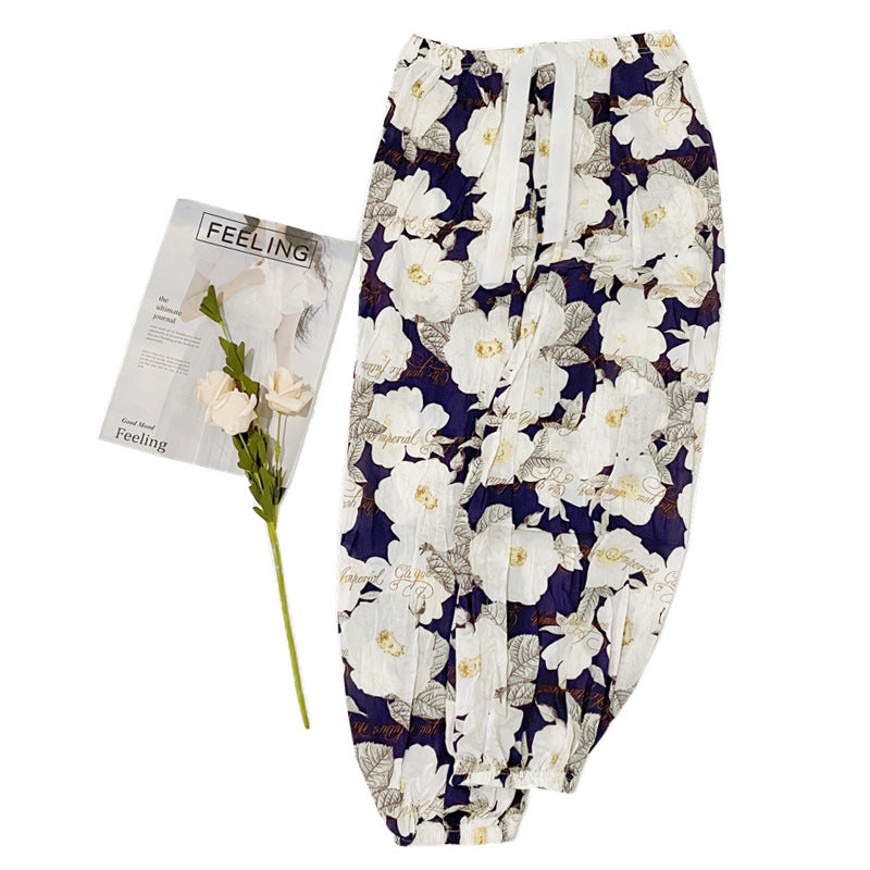 Soft Casual Drawstring Tie Elastic Waist Loose Pants