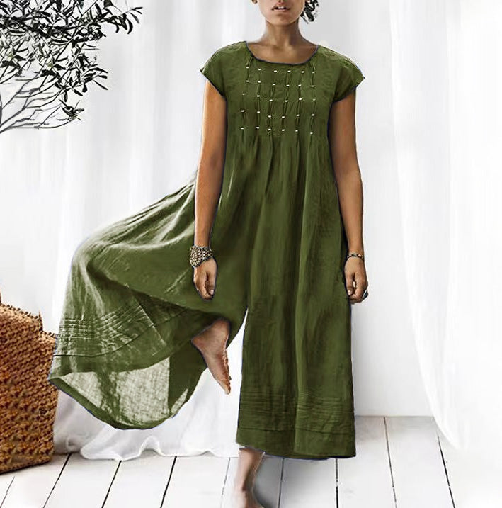 Vintage Wide Legs Cap Sleeves Jumpsuit
