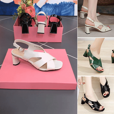 One-way strap buckle hollow sandals