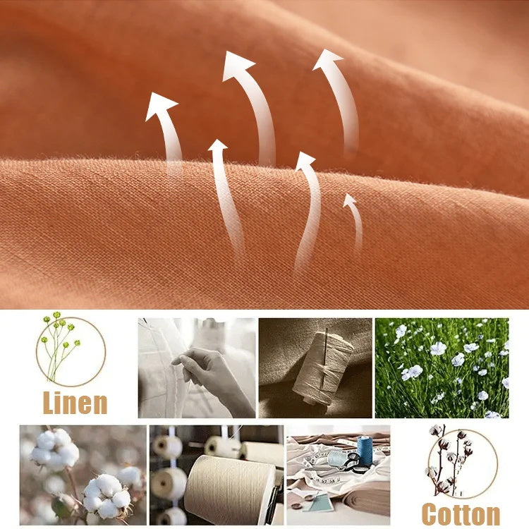9 Buttons Ramie V-Neck Shirt