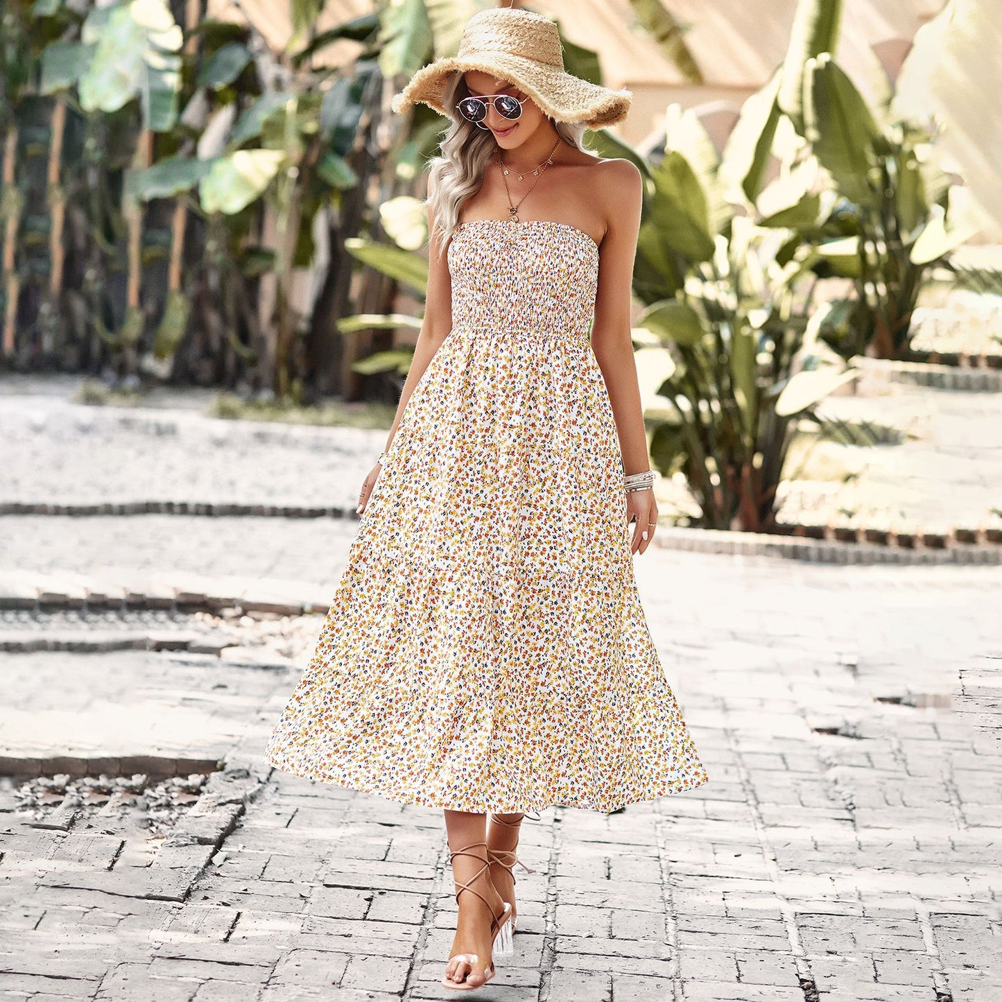 Women's Waist-skimming Floral Dress