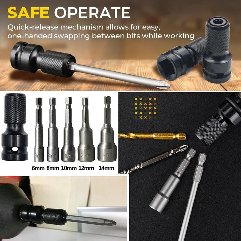 🔧 Quick-Release 1/2-Inch to 1/4-Inch Hex Socket Adapter