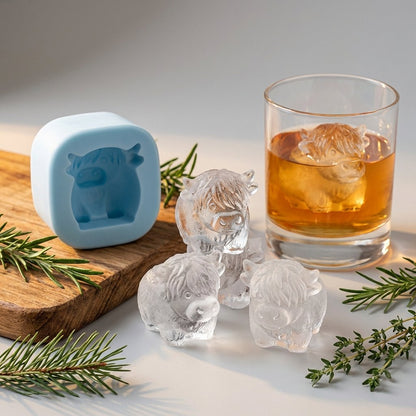 ⏳LAST DAY SALE 50% OFF⚡🐮 Mini Highland Cow Ice Cube Mold – Cute 3D Ice for Drinks, Parties & Gifts