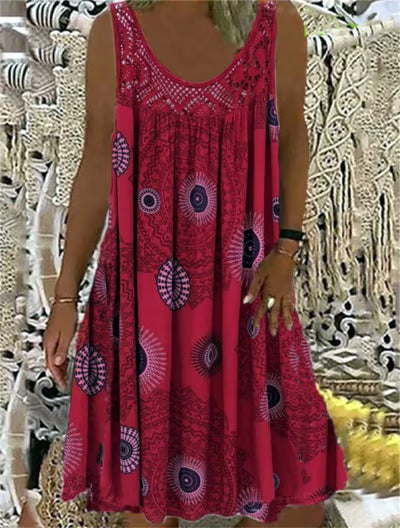 🌞2026 Summer New Arrivals🌸Women Summer O-Neck Sleeveless Print Dress
