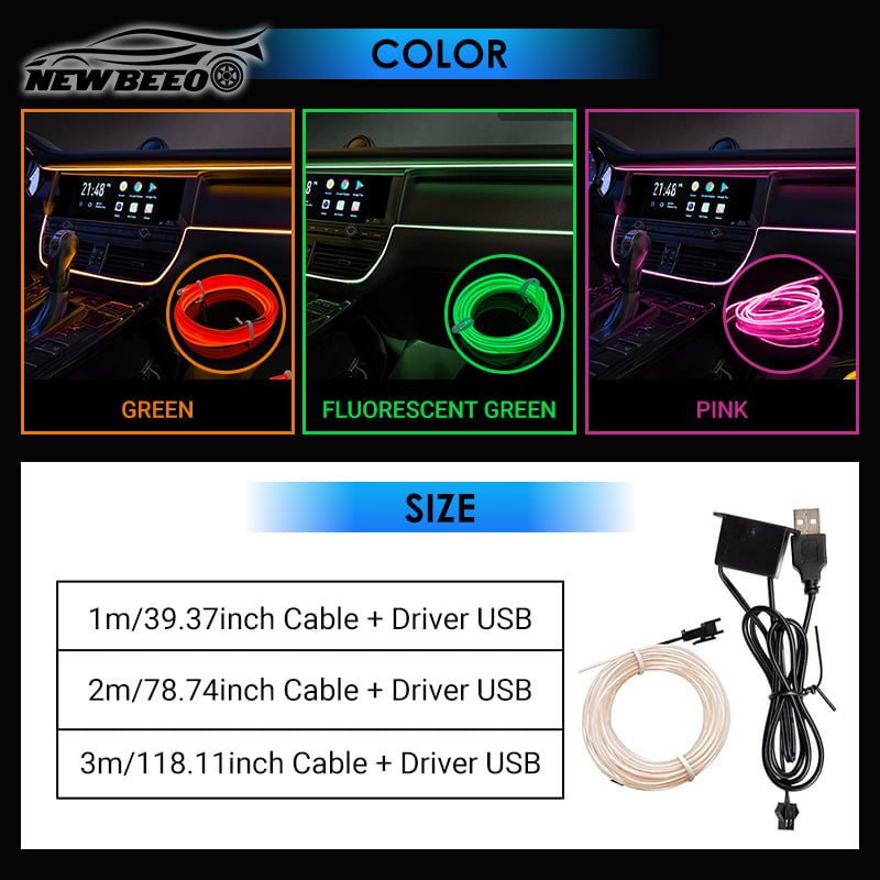 🌈 Car Interior LED Ambient Light Strip