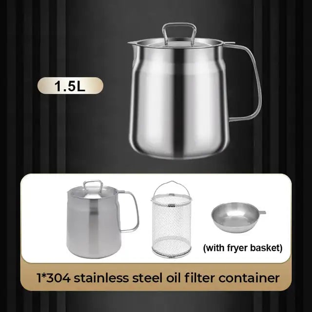 🍳 2-in-1 Stainless-Steel Frying & Oil-Straining Pot Set