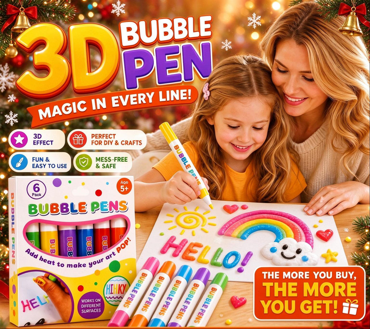 🎨 Puffy 3D Drawing Pens – Raised-Effect Craft Set