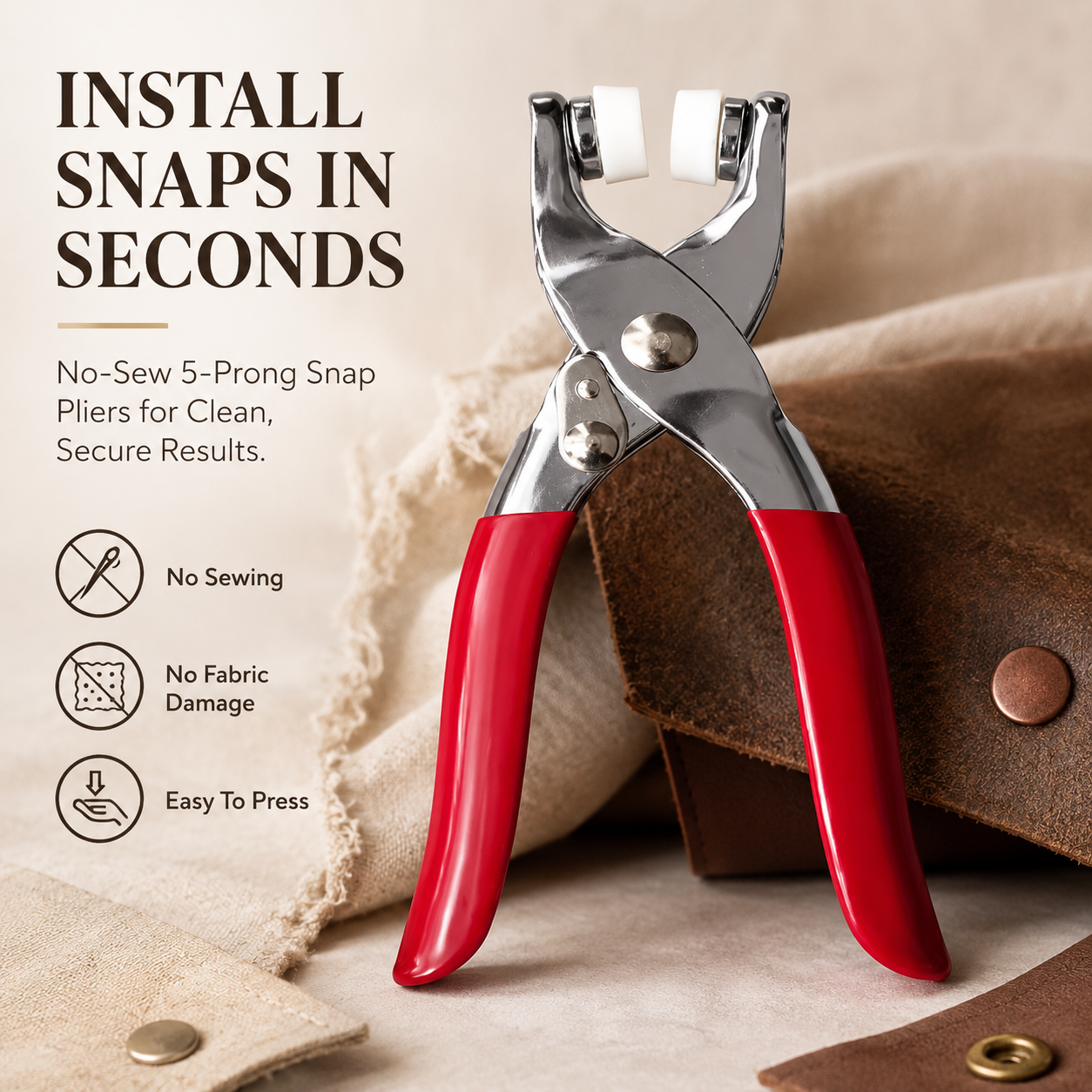 Hand Press Invisible Snap Fastener Installation Tool