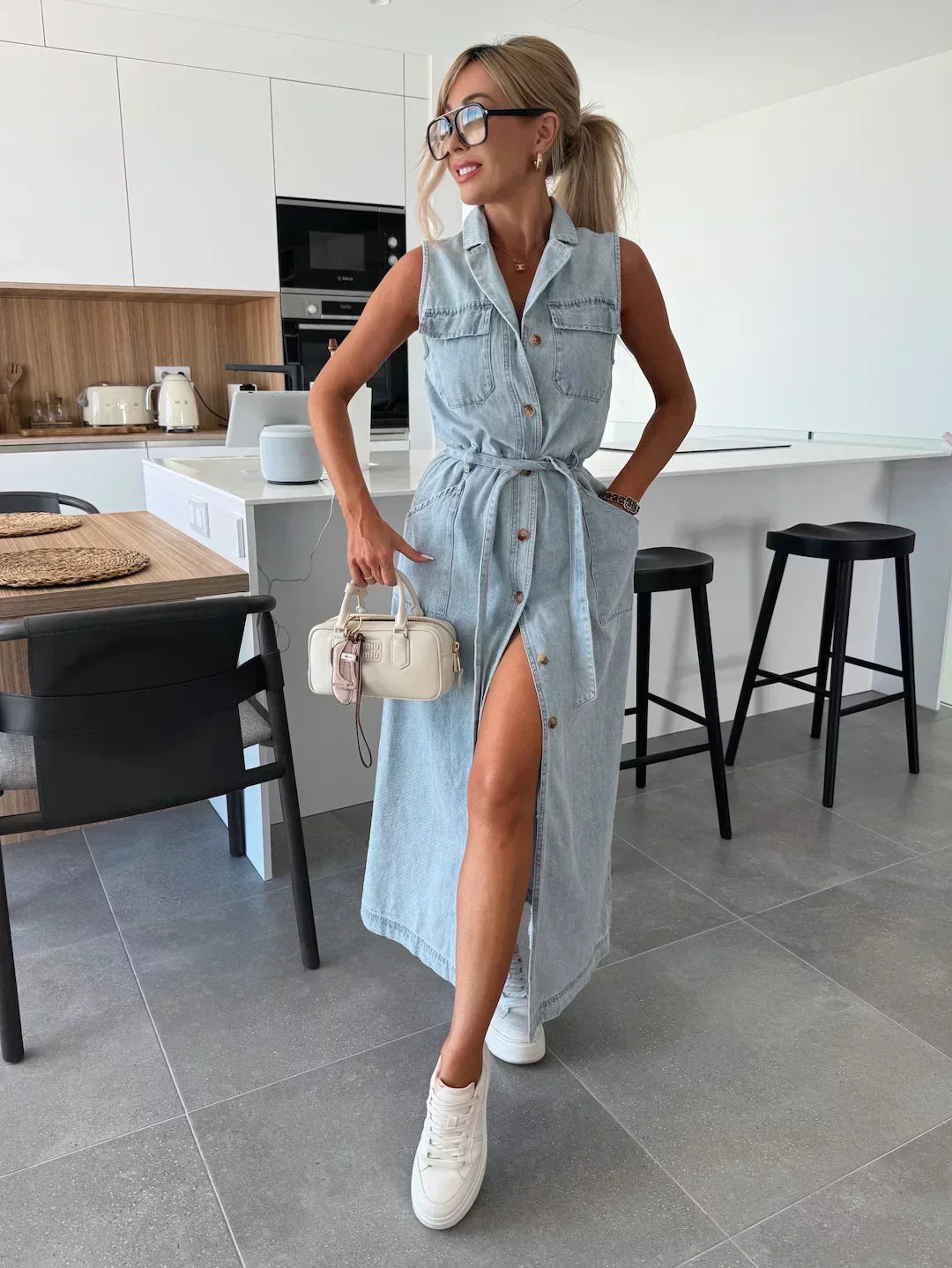 🔥2026 NEW SALES 50% OFF💥Solid Button Pocket Denim Dress