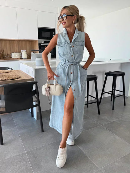 🔥2026 NEW SALES 50% OFF💥Solid Button Pocket Denim Dress