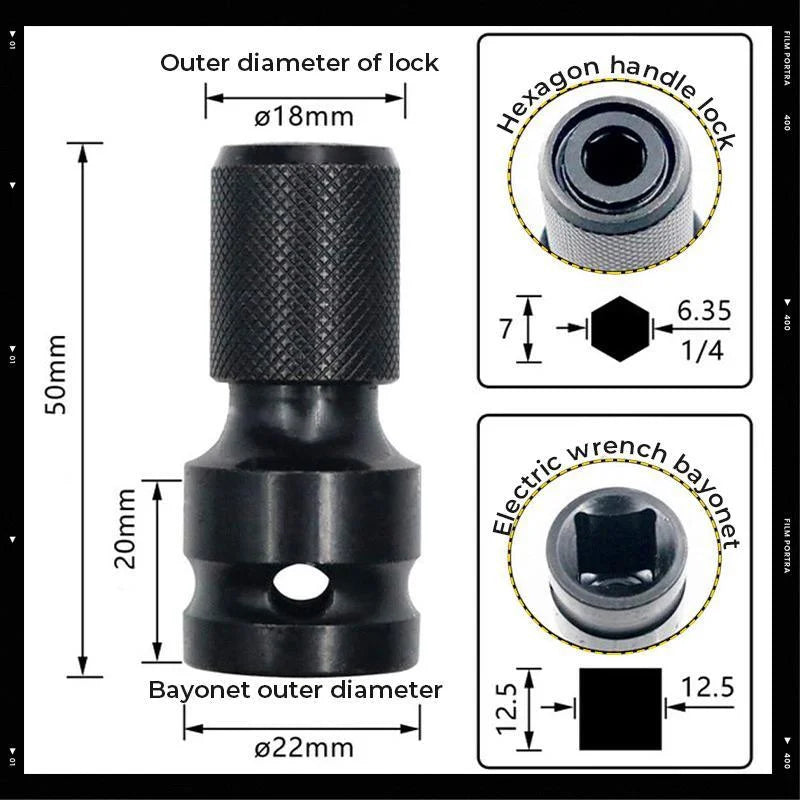 🔧 Quick-Release 1/2-Inch to 1/4-Inch Hex Socket Adapter