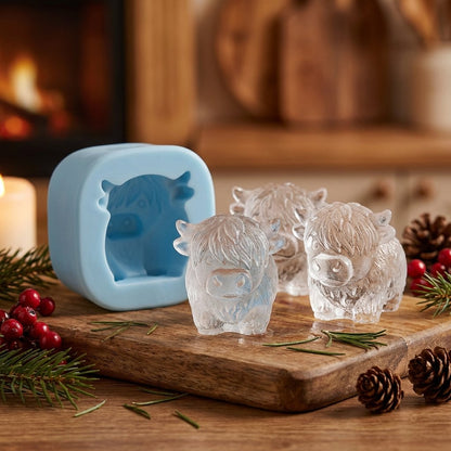 ⏳LAST DAY SALE 50% OFF⚡🐮 Mini Highland Cow Ice Cube Mold – Cute 3D Ice for Drinks, Parties & Gifts