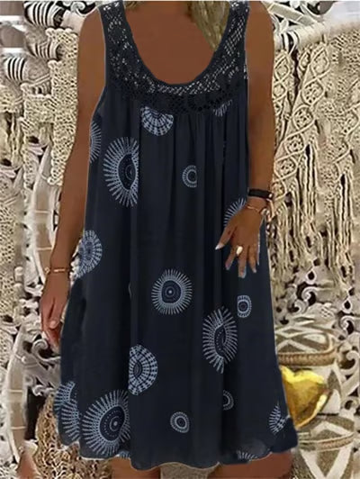 🌞2026 Summer New Arrivals🌸Women Summer O-Neck Sleeveless Print Dress