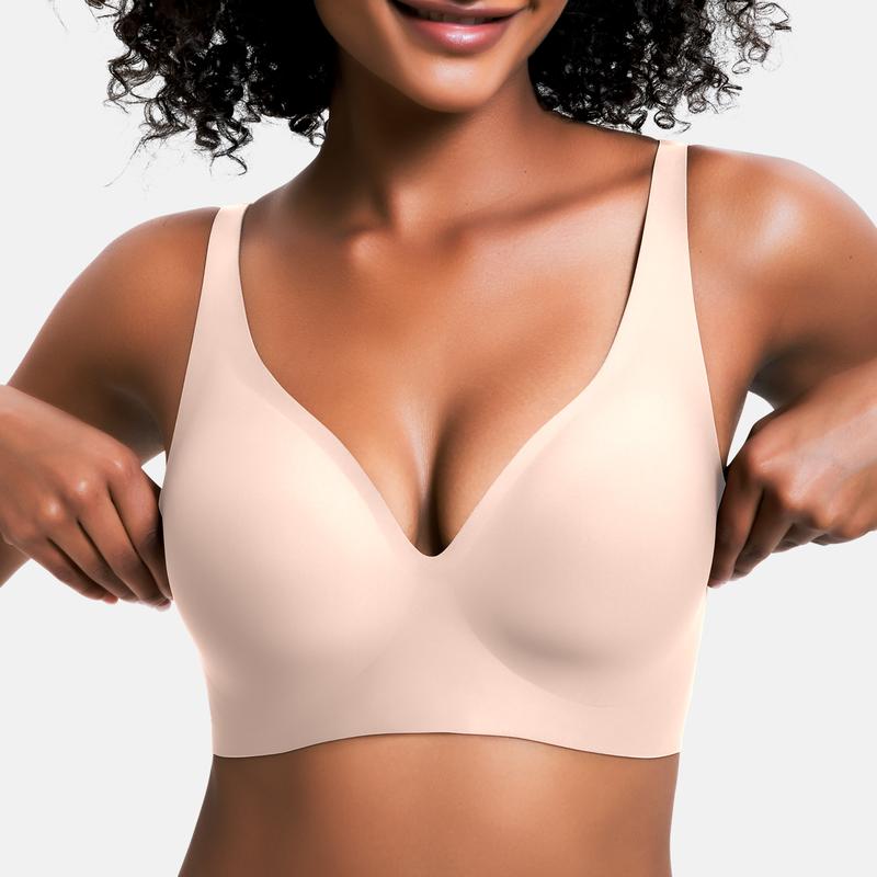 💗LAST DAY SALE 50% OFF⚡50K+ SOLD💕 Jelly Wireless Womens Comfortable Wireless Bras Push Up Bralettes Seamless Tshirts Bras Deep V Everyday Bras