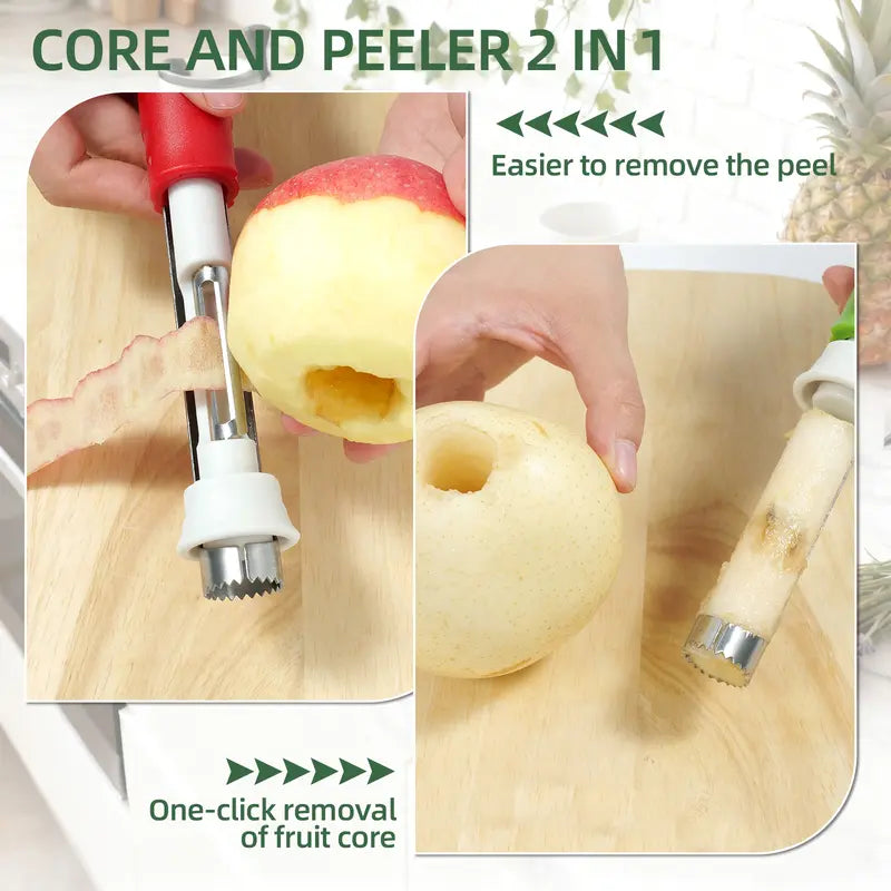 🥳2026 HOT SALE🥳💞50K+ SOLD!🔪🛒 BOGO + 50% OFF! The 2-in-1 Kitchen Hero: Core & Peel with a Twist. Stainless Steel Fruit Tool! 🍎⏱️