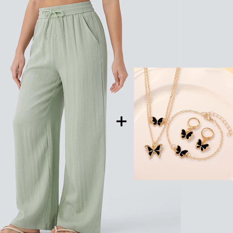 💜 LAST DAY PROMOTION - 50%OFF 💜 Lightweight Linen Pants Solid Color Drawstring Casual Pants - Breathable & Skin-Friendly