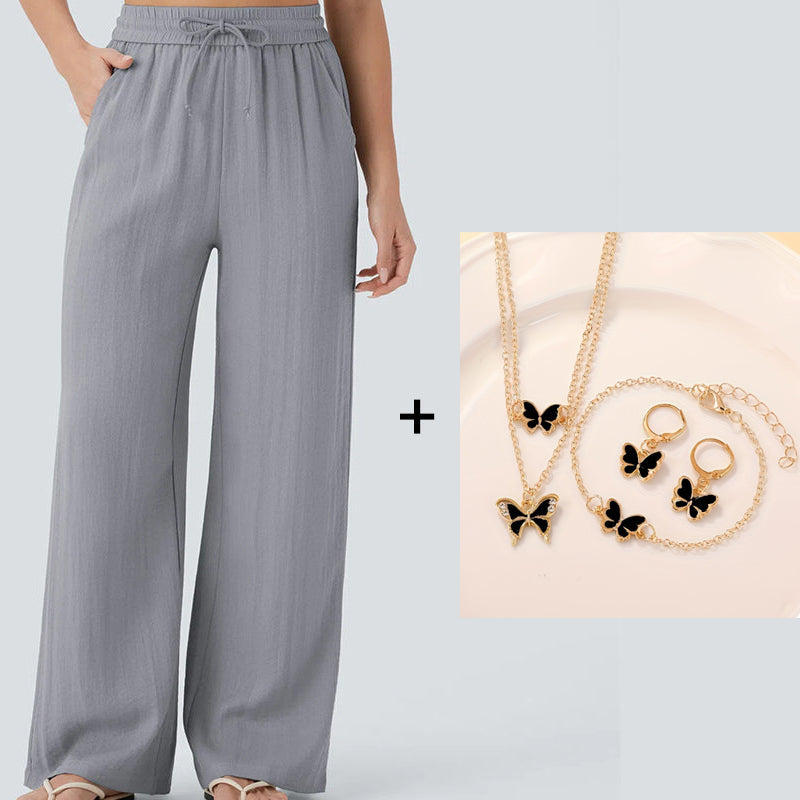 💜 LAST DAY PROMOTION - 50%OFF 💜 Lightweight Linen Pants Solid Color Drawstring Casual Pants - Breathable & Skin-Friendly
