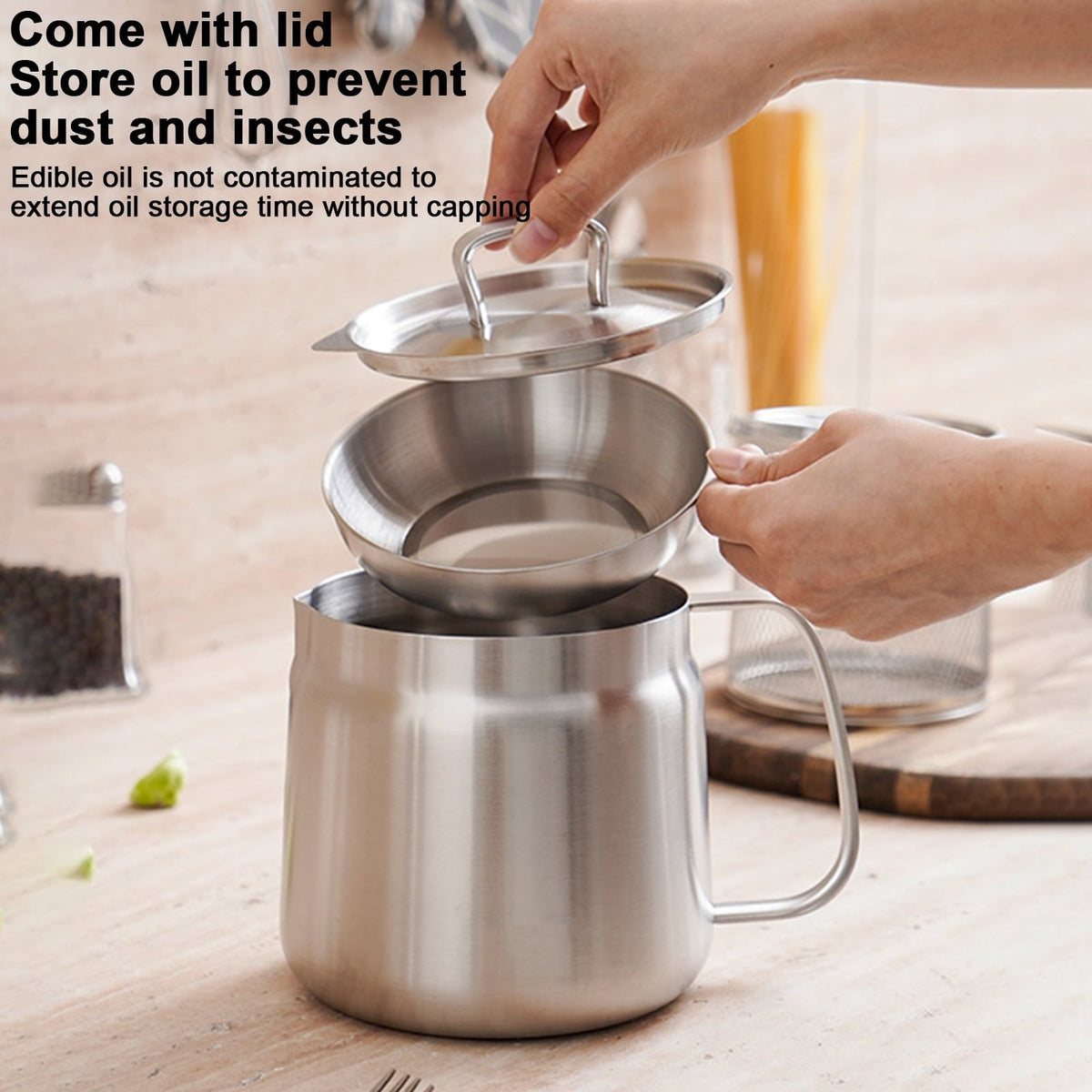 🍳 2-in-1 Stainless-Steel Frying & Oil-Straining Pot Set