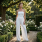 Strapless Crinkle Wide-Leg Jumpsuit