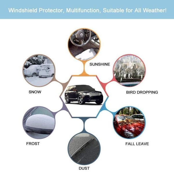 ❄️☀️ 50% OFF! Windshield Anti-Snow & Anti-Frost Cover with Mirror Protection – Ready-to-Drive in Any Weather!🔥