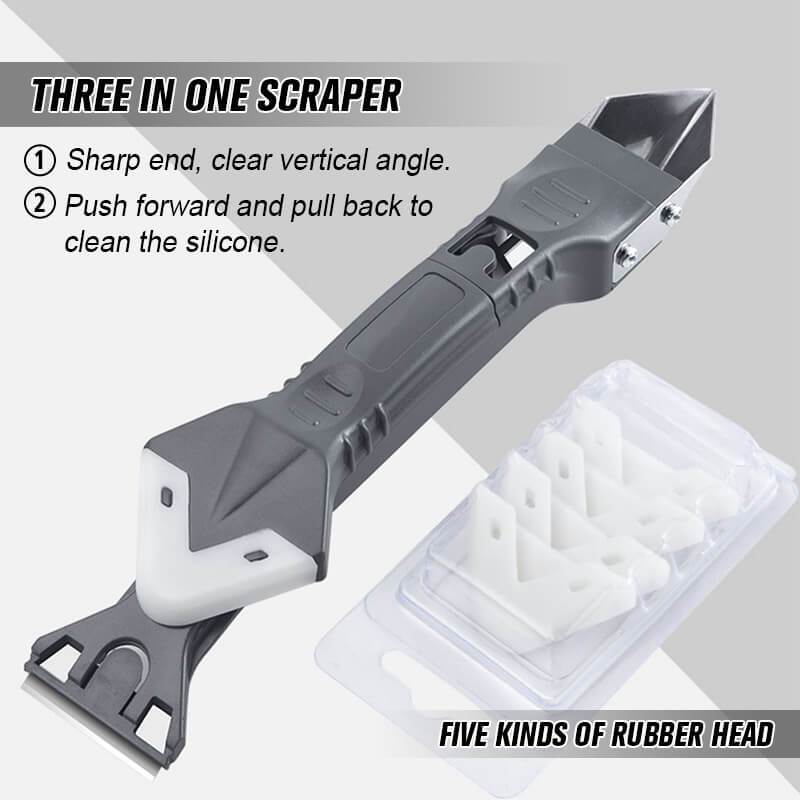 🛠️ 3-in-1 Silicone & Stainless Steel Caulk Scraper Tool