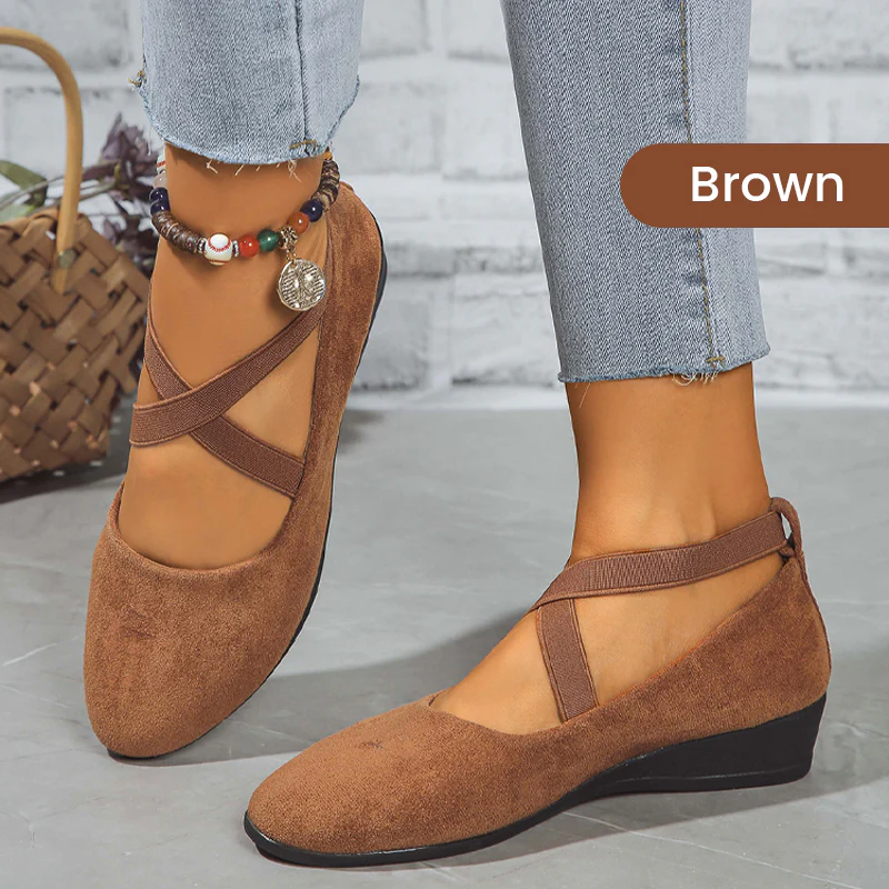 🔥Last Day Promotion 50% Off⏰🌹Elegant Solid Color Elastic Strap Low Wedge Shoes🩰