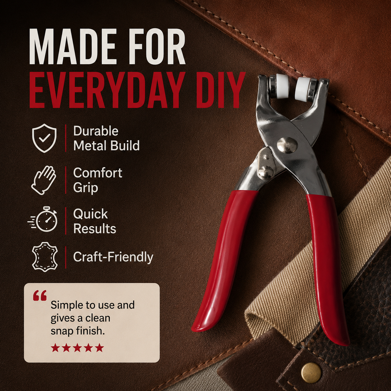 Hand Press Invisible Snap Fastener Installation Tool
