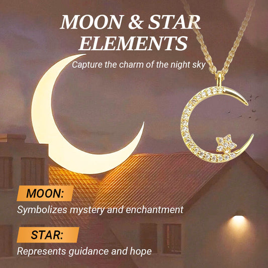 🌙Bright Night: Moon Star Necklace✨