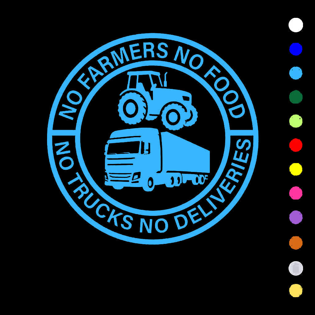 🎅Christmas Sale 50% Off💕🔥No Farmers No Food No Trucks No Deliveries Vinyl Sticker – 140mm Decal