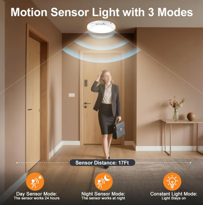 💥Big Sale-50% Off💡Rechargeable Motion Sensor Ceiling Light with Remote - Magnetic Wireless Ceiling Light Battery Powered