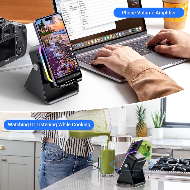 🔊 5-in-1 Bluetooth Speaker with Induction Charging & Adjustable Phone Stand