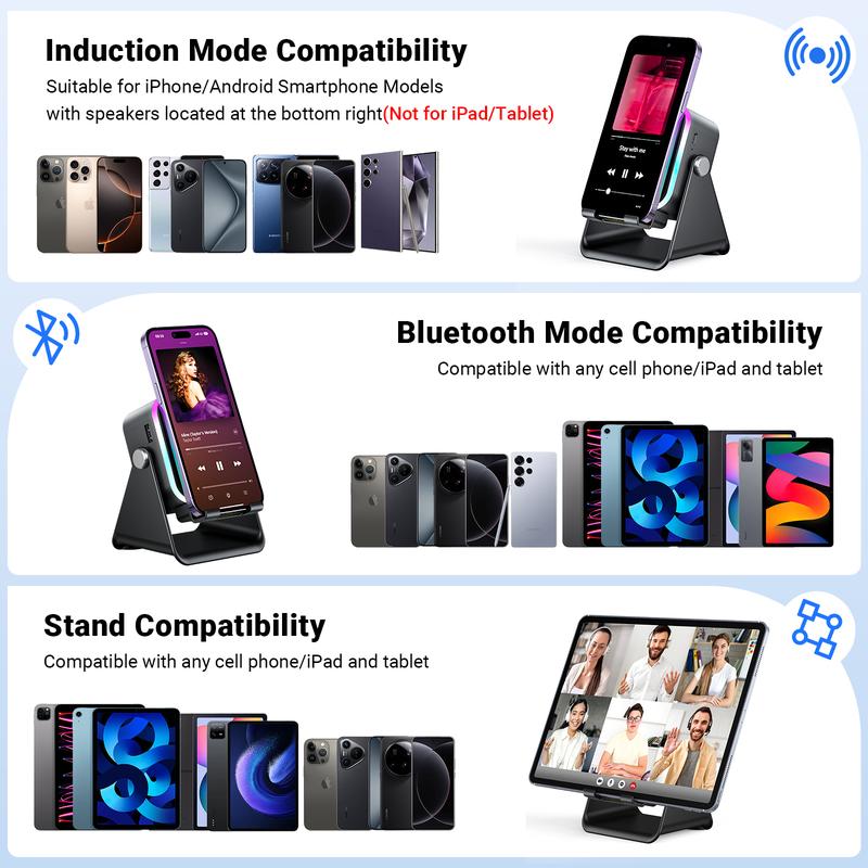 🔊 5-in-1 Bluetooth Speaker with Induction Charging & Adjustable Phone Stand
