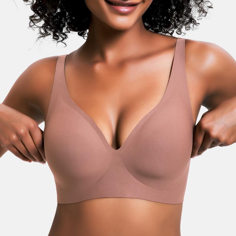 💗LAST DAY SALE 50% OFF⚡50K+ SOLD💕 Jelly Wireless Womens Comfortable Wireless Bras Push Up Bralettes Seamless Tshirts Bras Deep V Everyday Bras