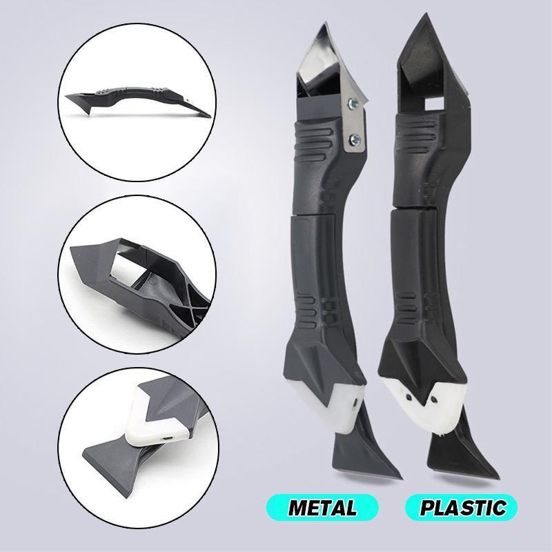 🛠️ 3-in-1 Silicone & Stainless Steel Caulk Scraper Tool