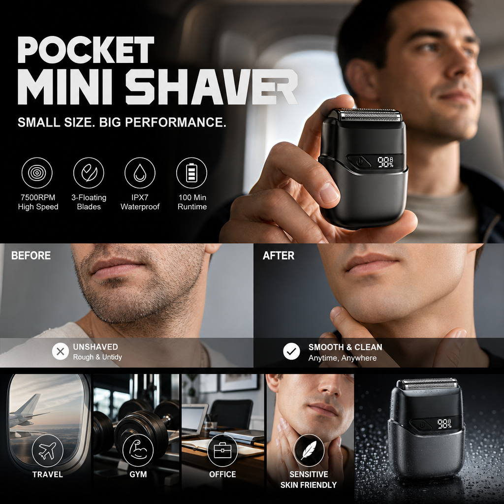 🪒 Portable Mini Electric Shaver for Travel & Daily Touch-Ups
