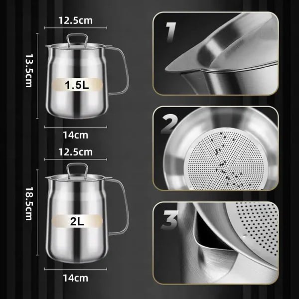 🍳 2-in-1 Stainless-Steel Frying & Oil-Straining Pot Set