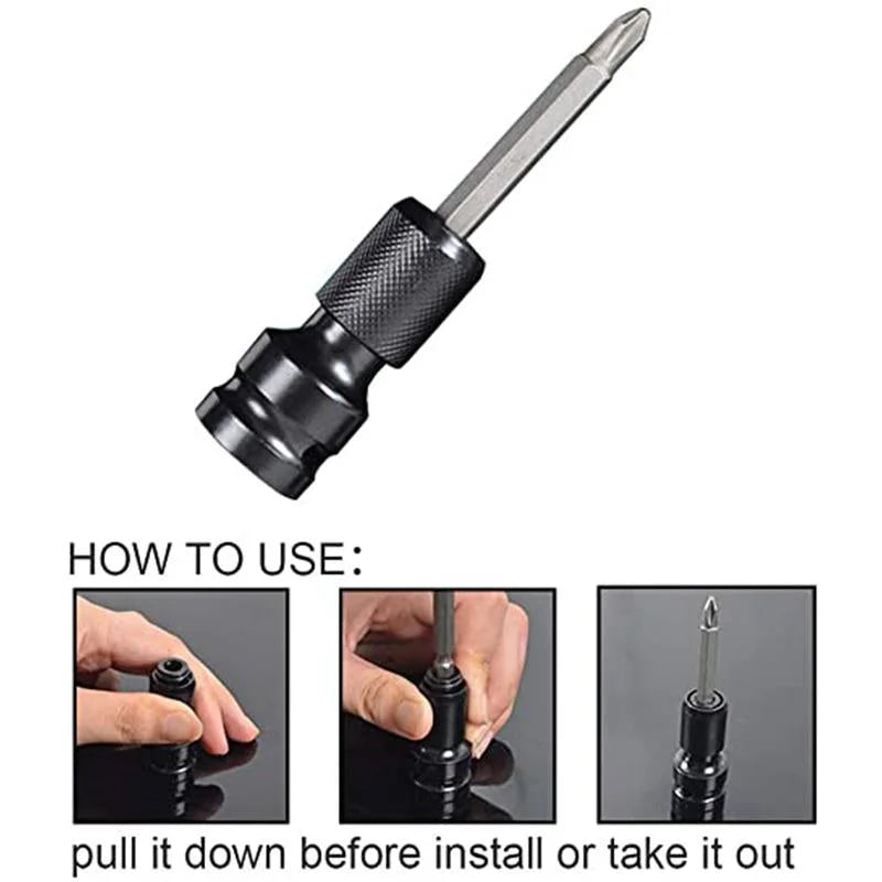 🔧 Quick-Release 1/2-Inch to 1/4-Inch Hex Socket Adapter