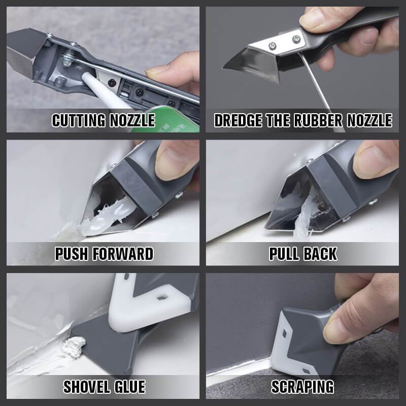 🛠️ 3-in-1 Silicone & Stainless Steel Caulk Scraper Tool