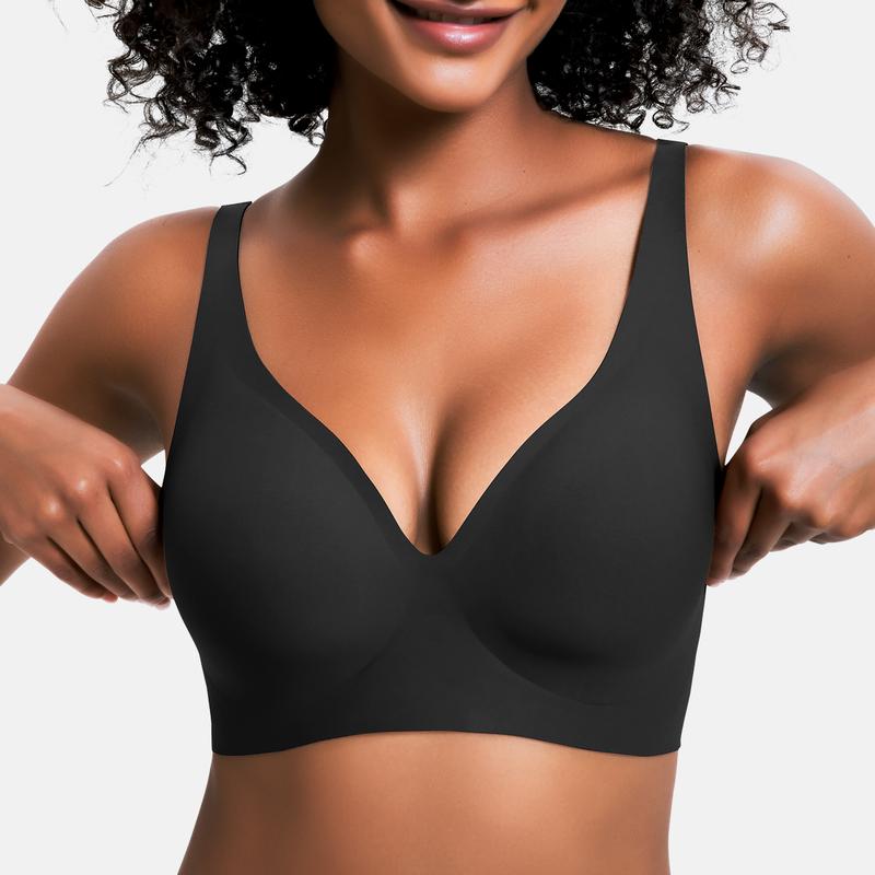 💗LAST DAY SALE 50% OFF⚡50K+ SOLD💕 Jelly Wireless Womens Comfortable Wireless Bras Push Up Bralettes Seamless Tshirts Bras Deep V Everyday Bras