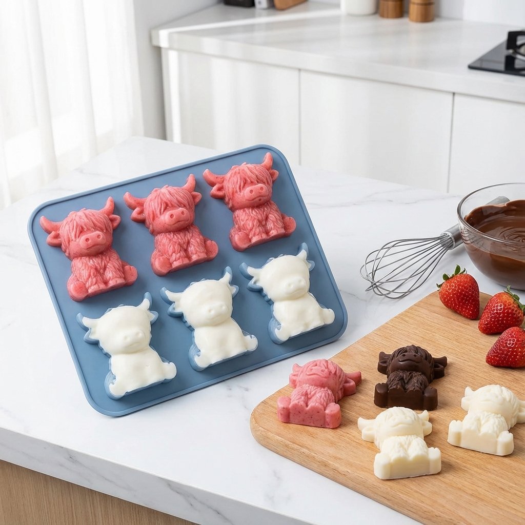 ⏳LAST DAY SALE 50% OFF⚡🐮 Mini Highland Cow Ice Cube Mold – Cute 3D Ice for Drinks, Parties & Gifts