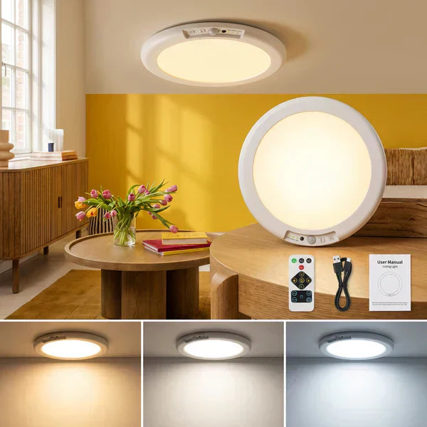 💥Big Sale-50% Off💡Rechargeable Motion Sensor Ceiling Light with Remote - Magnetic Wireless Ceiling Light Battery Powered