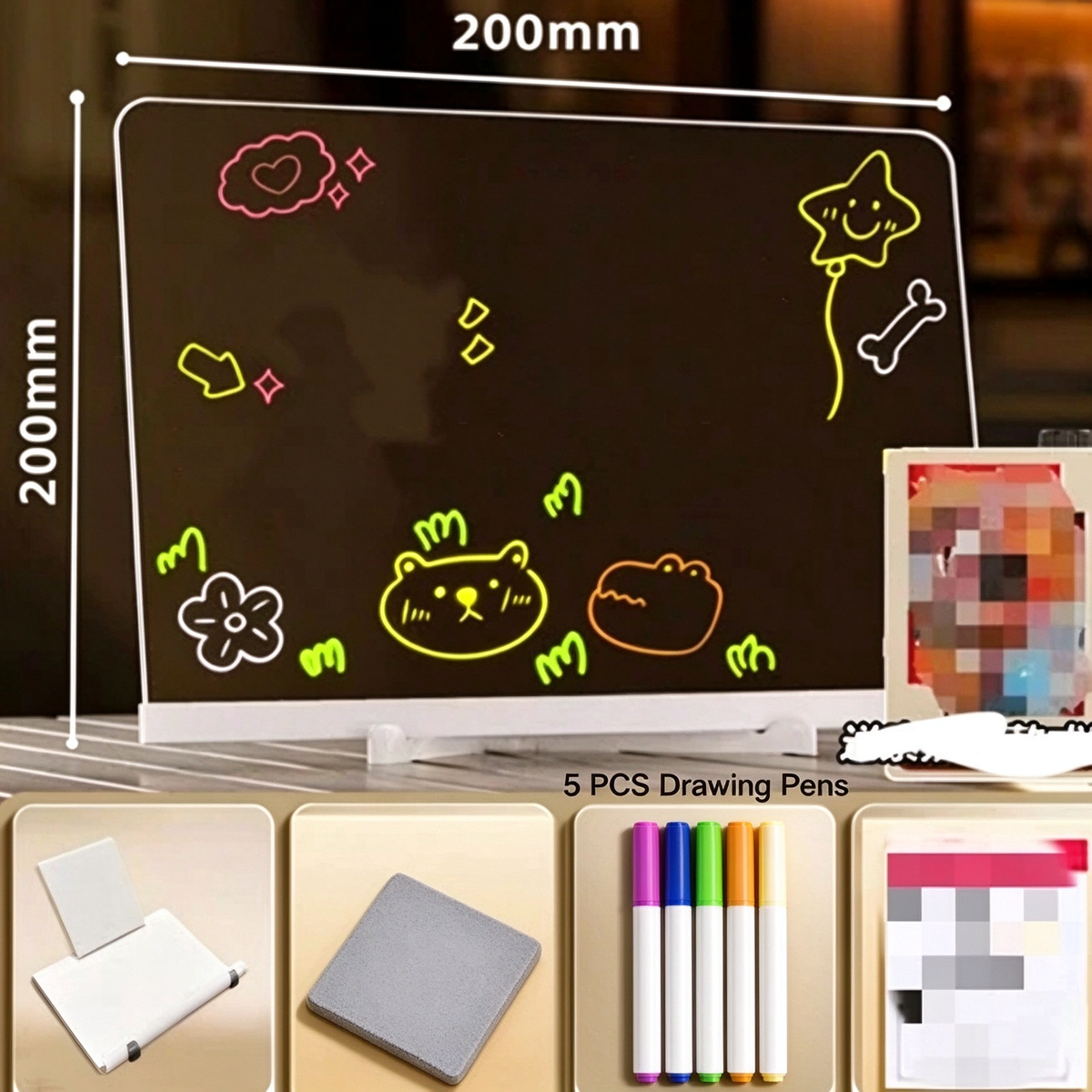 ✨ Erasable Light-Up Acrylic Drawing & Message Board