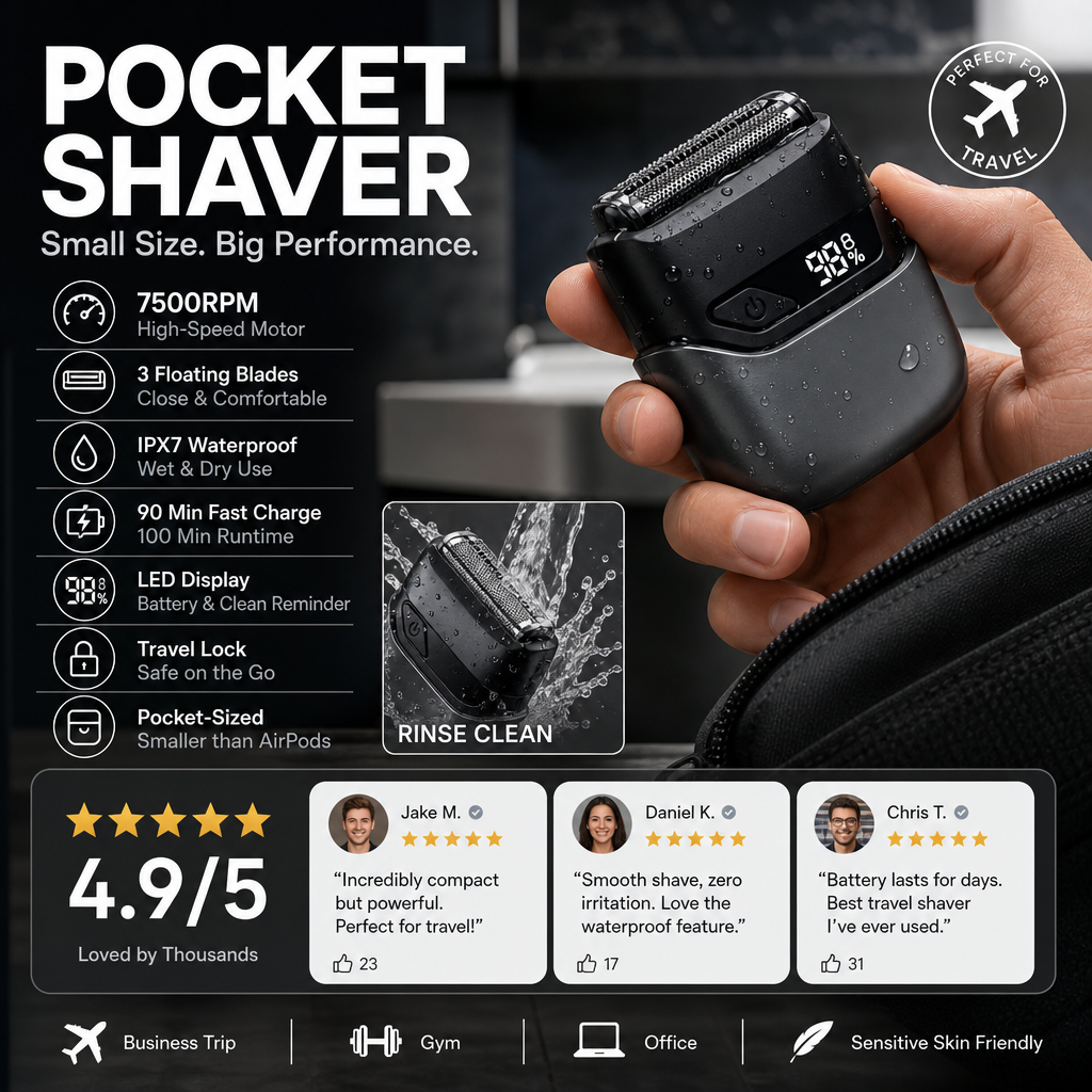 🪒 Portable Mini Electric Shaver for Travel & Daily Touch-Ups