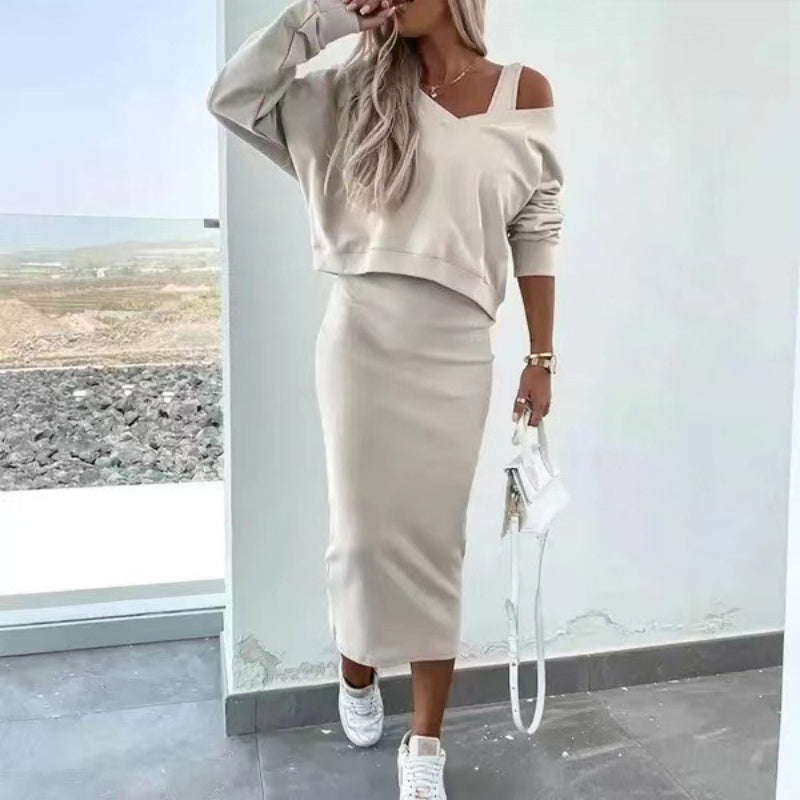 💥2026 New Arrive - 50% OFF💥Women's 2-Piece Set Sleeveless Dress & Loose V-Neck Pullover