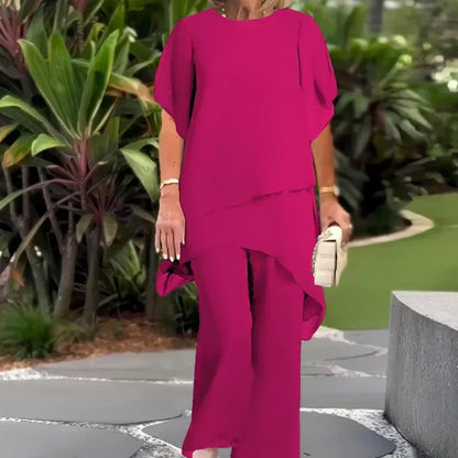 📢📢50% OFF !!!⏰Charming Irregular Top Set 👗 Elegant Wide Leg Pants Set – Comfortable & Perfect for Spring
