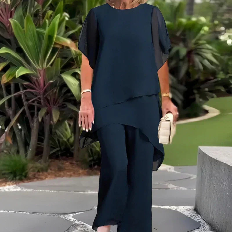 📢📢50% OFF !!!⏰Charming Irregular Top Set 👗 Elegant Wide Leg Pants Set – Comfortable & Perfect for Spring